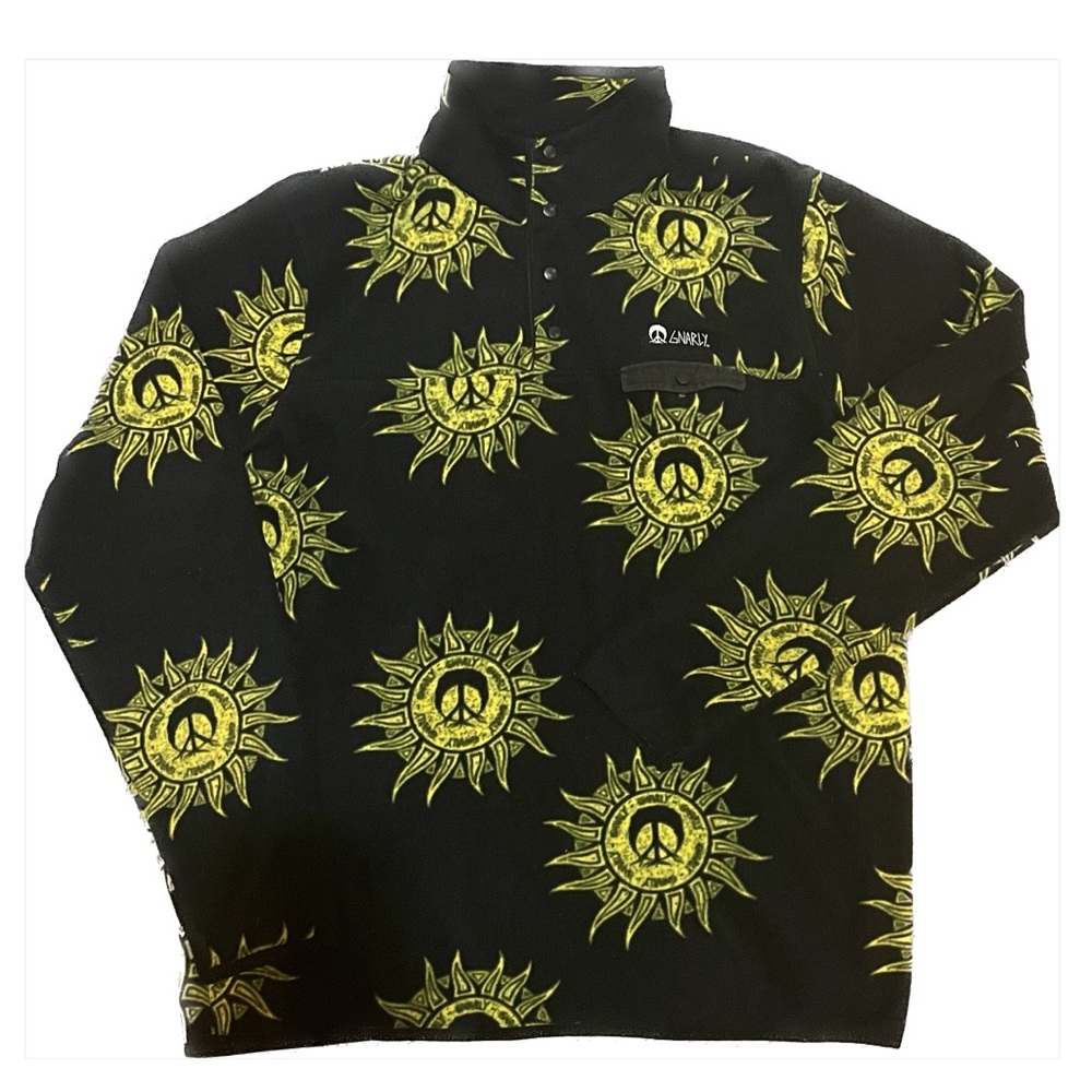 Gnarly Men's Black and Yellow Sun Pattern Sweater - Picture 3 of 8